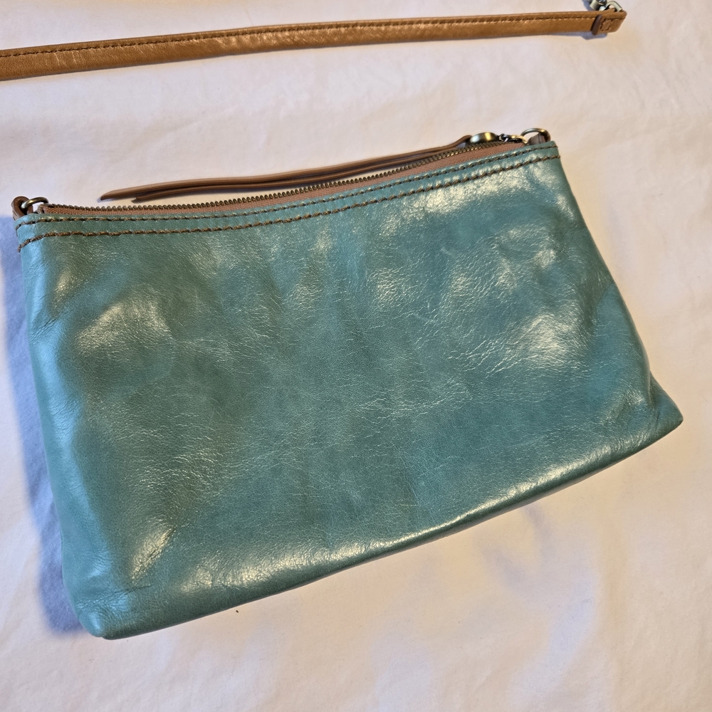 HOBO Teal Leather Crossbody with Tan Strap - Picture 4 of 14